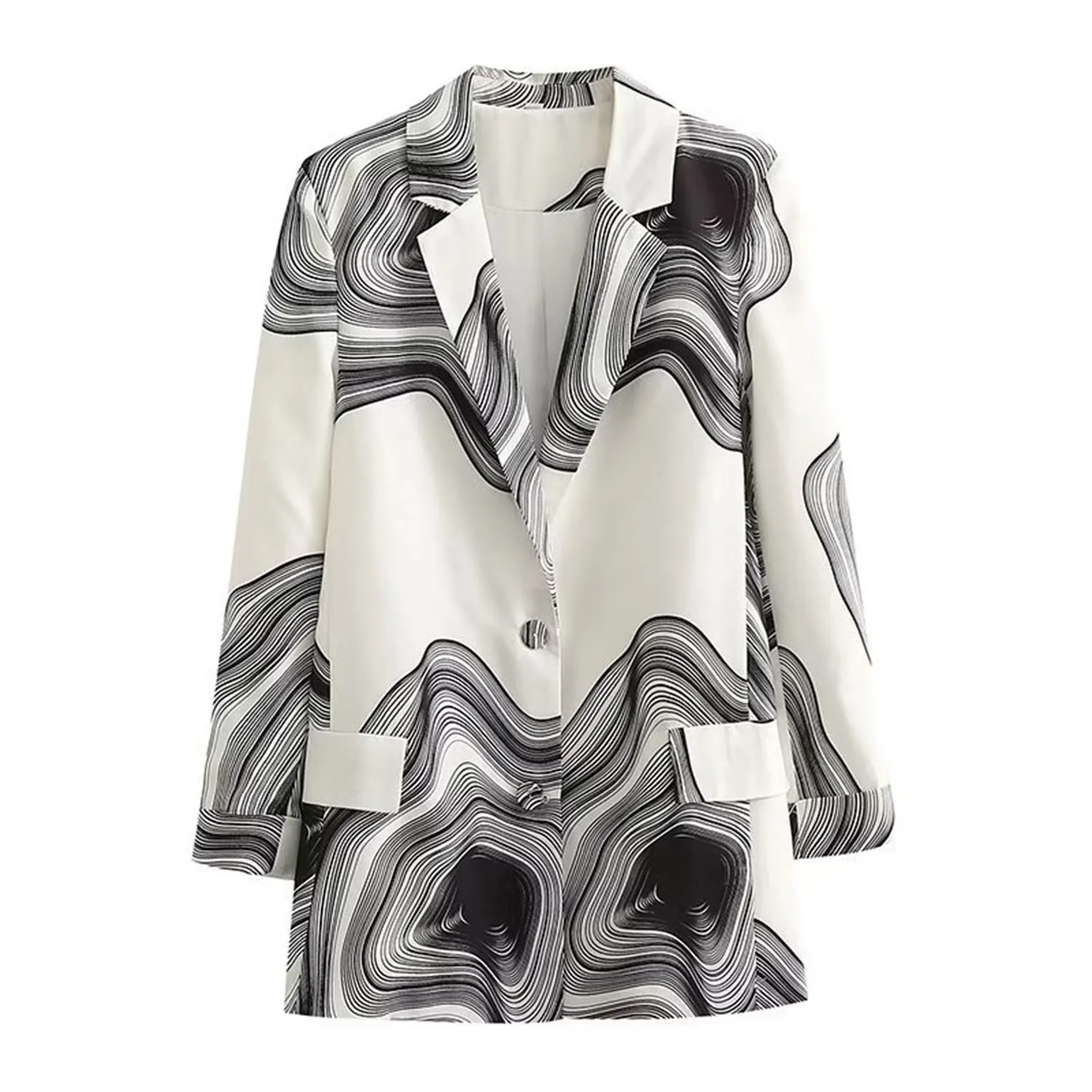 

Женский офисный блейзер с принтом, элегантные стильные Свободные пиджаки, однобортный прямой блейзер с длинным рукавом, 2023