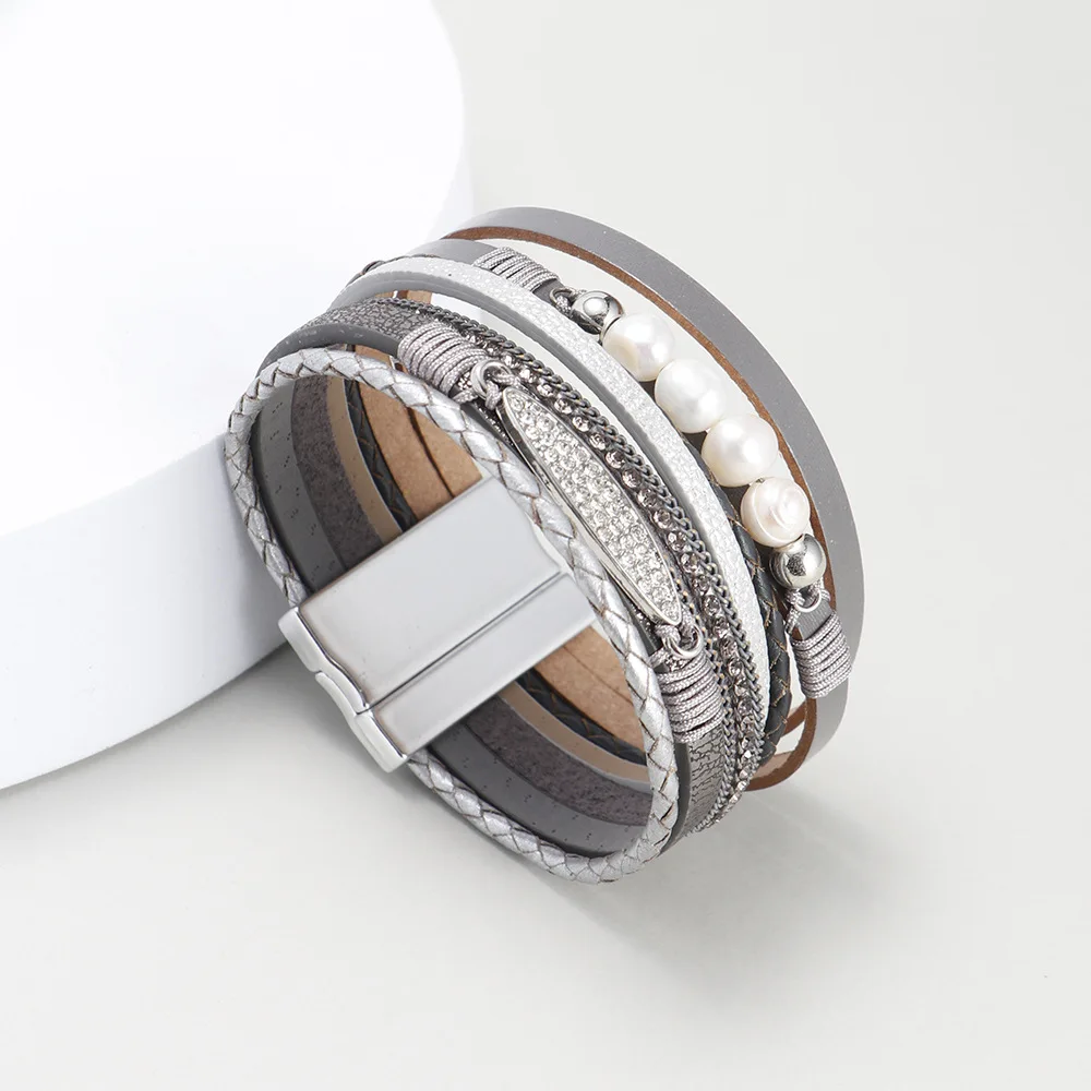 Подвеска в стиле бохо, женская искусственная мода, многослойный Женский широкий обруч, браслеты с магнитной застежкой, ювелирные подарки