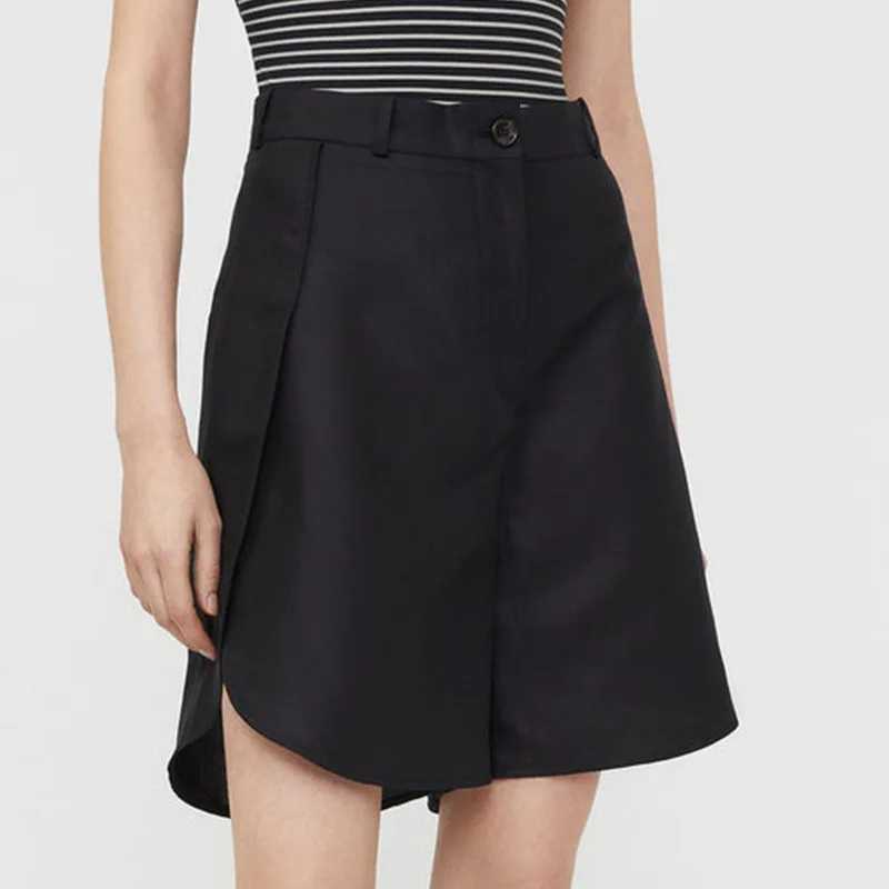 

Women Linen blend Shorts High Waist Side Slit Simple all-match Ladies Casual Shorts
