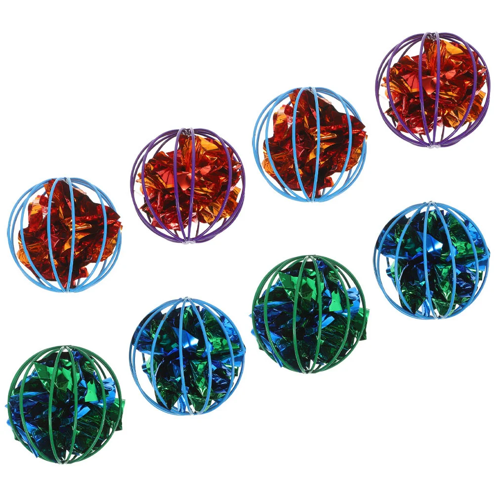 

8pcs Interactive Cat Balls Crinkle Balls Cat Toy Colorful Cat Chase Balls Pet Playing Balls