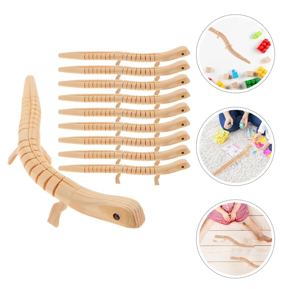 

Wooden Unfinished Wood Animal Toy Small Lizard Unfinished Wiggle Toy Wood Animal Portable Blank Wooden Modeling DIY