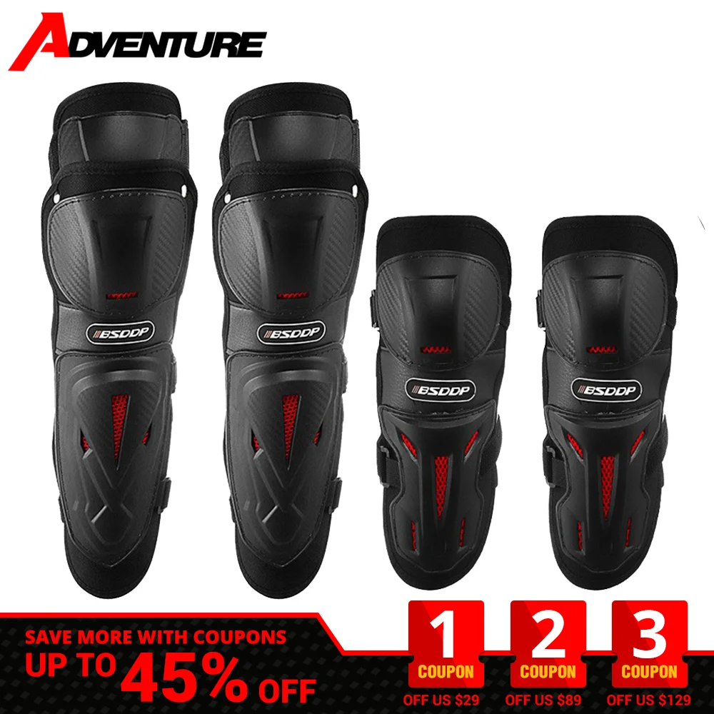 

Motorbike Knee Pads Elbow Pads Breathable Motocycle Kneepads Lightweight Adjustable Knee Pads Protector Elbow Protection 4 Pcs