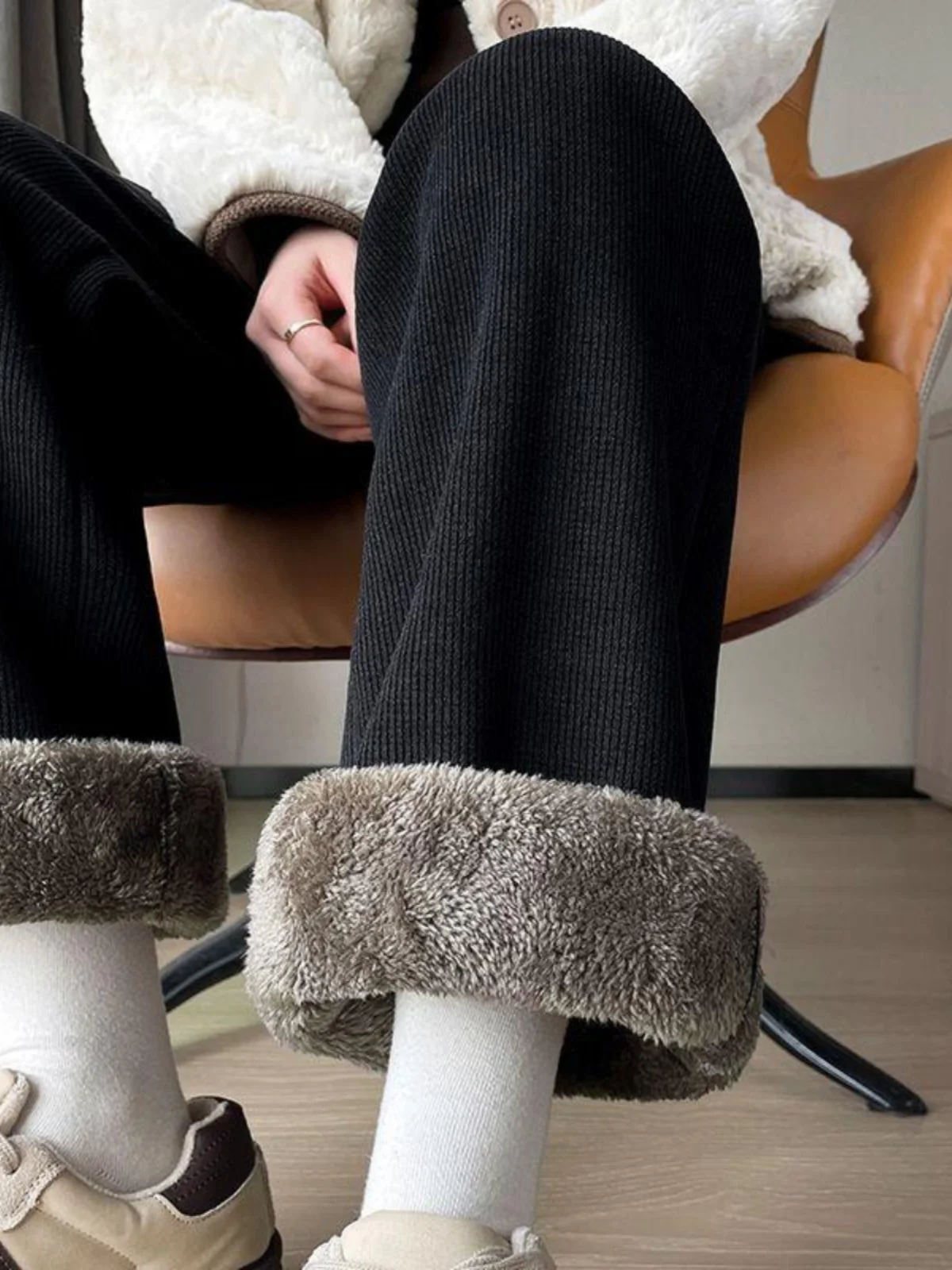 Берберские флисовые широкие брюки больших размеров женские осенние и зимние из