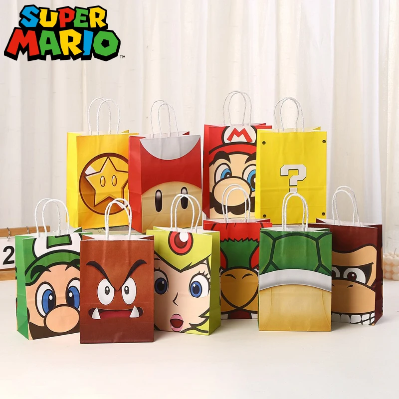 Super Mario Bros Bowser Luigi Goomba аниме фигурка крафт-бумага подарочная сумка для покупок с