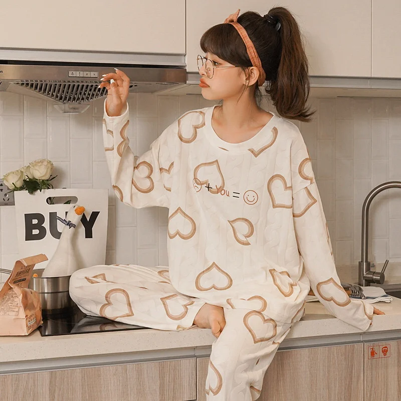 SUO&CHAO 2023 New Cotton Pajamas Sets For Women's Spring Autumn Loose Casual Print Pyjamas Pijamas Sleepwear Homewear