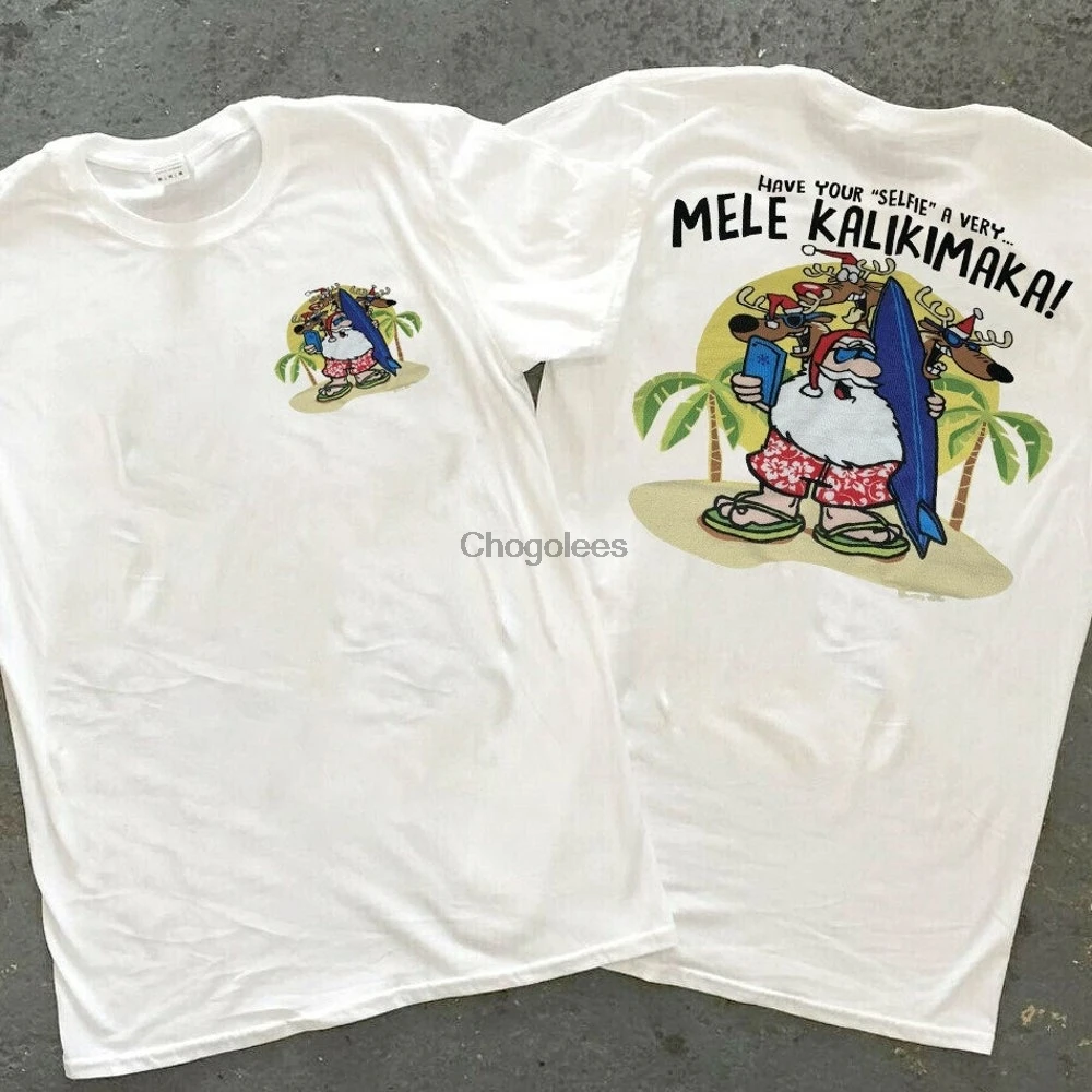 VTG сумасшедшая футболка Гавайская майка каликимака для селфи очень Mele Kalikimaka