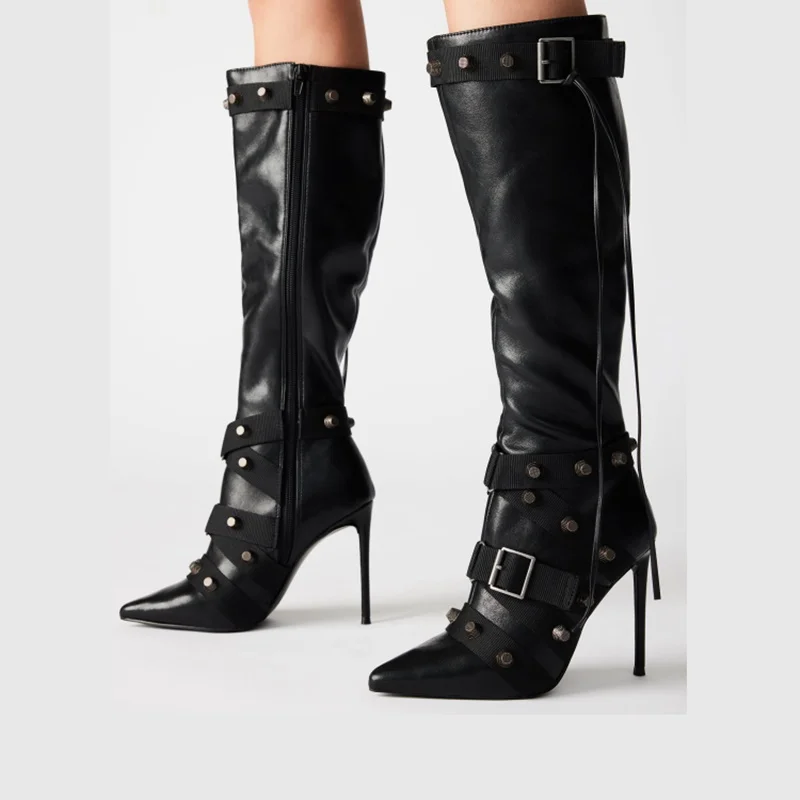 

Женские Дизайнерские Сапоги до колена, с острым носком, из микрофибры