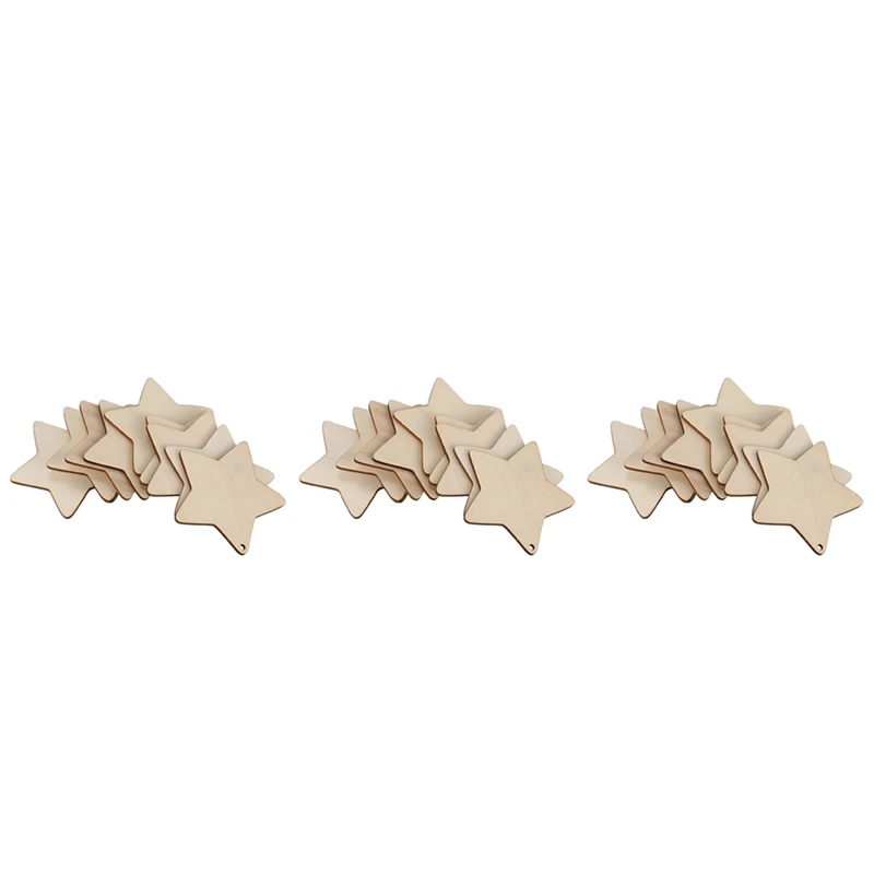 

30 X Wooden Star Shapes, Plain Wood Craft Tags With Hole (10Cm)