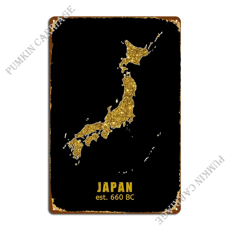 

Japan Gold Map Metal Plaque Poster Garage Retro Pub Mural Tin Sign Poster