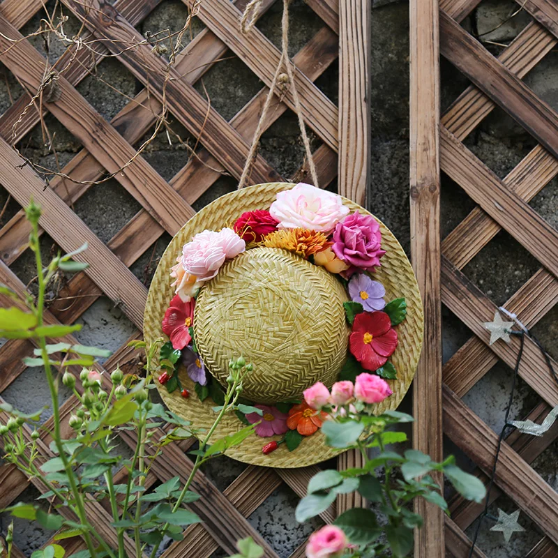 Outdoor garden decoration; Garden Landscaping Decoration; creative gardening decoration; imitation straw hat; bird's nest decora