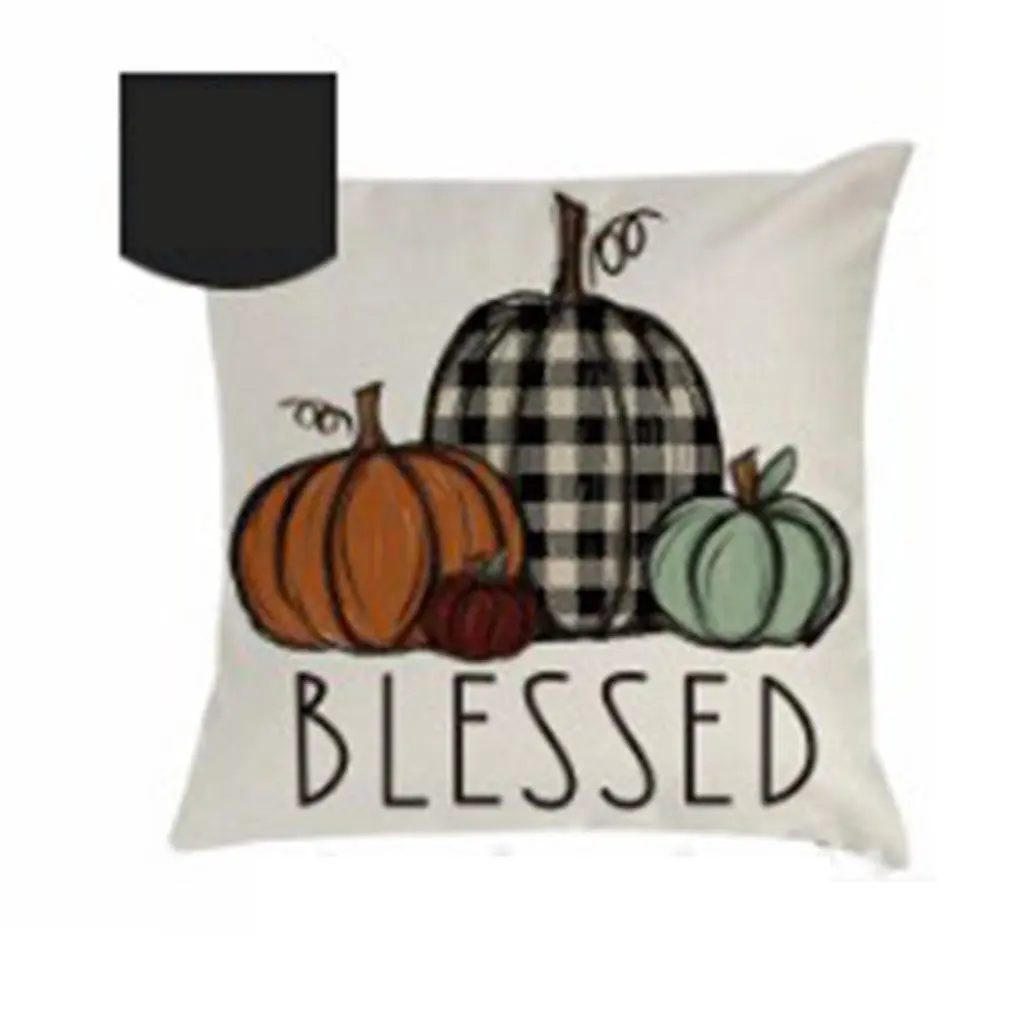 

Fall Pumpkin Cushion Covers Inch Farmhouse Decor Thanksgiving Buffalo Check Linen Throw Pillow Covers Happy Thanksgiving