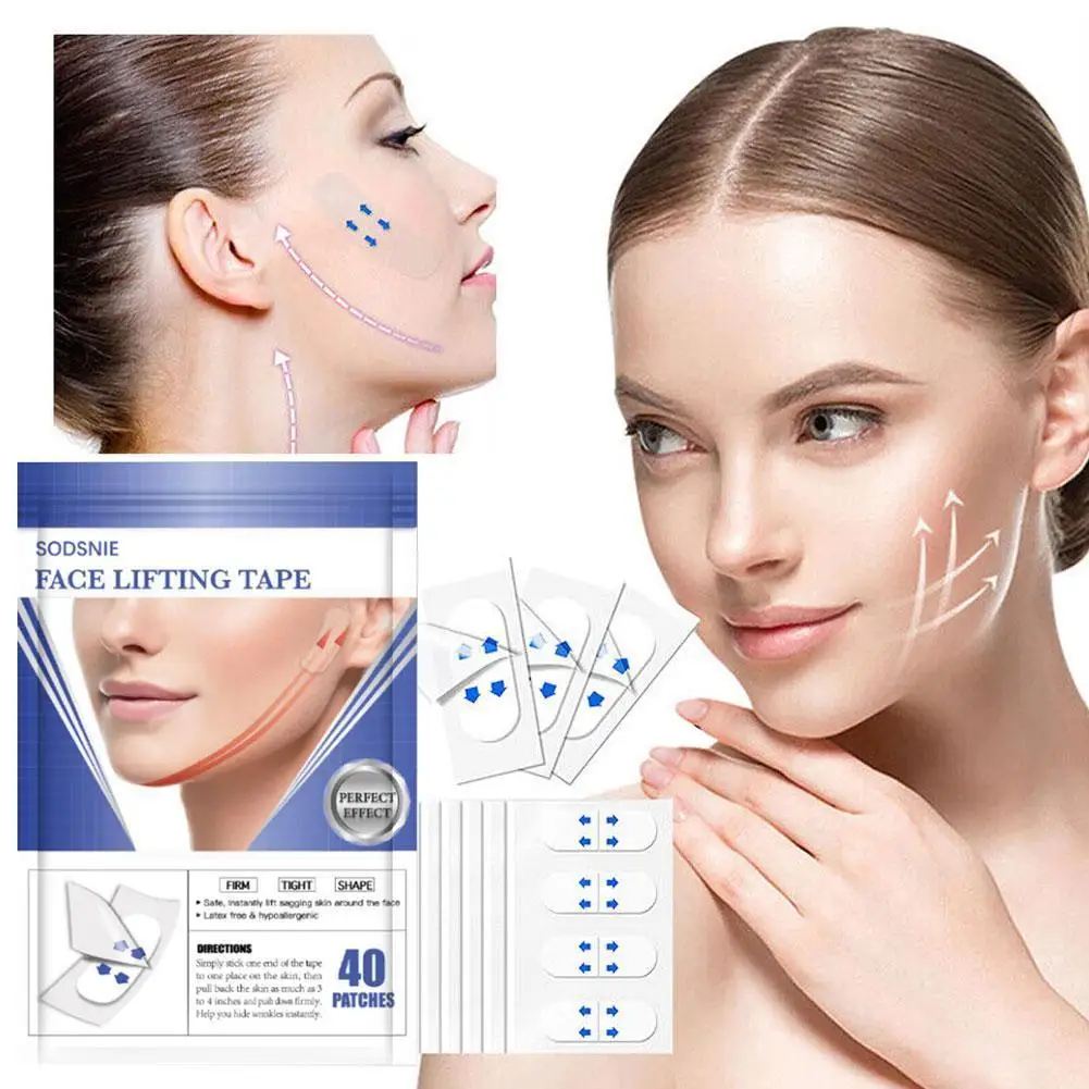 

40patches Invisible Face Stickers tEye Double Chin Makeup Ban Tapes Thin Patch Adhesives Face Lifting Lift Shape Beauty Health
