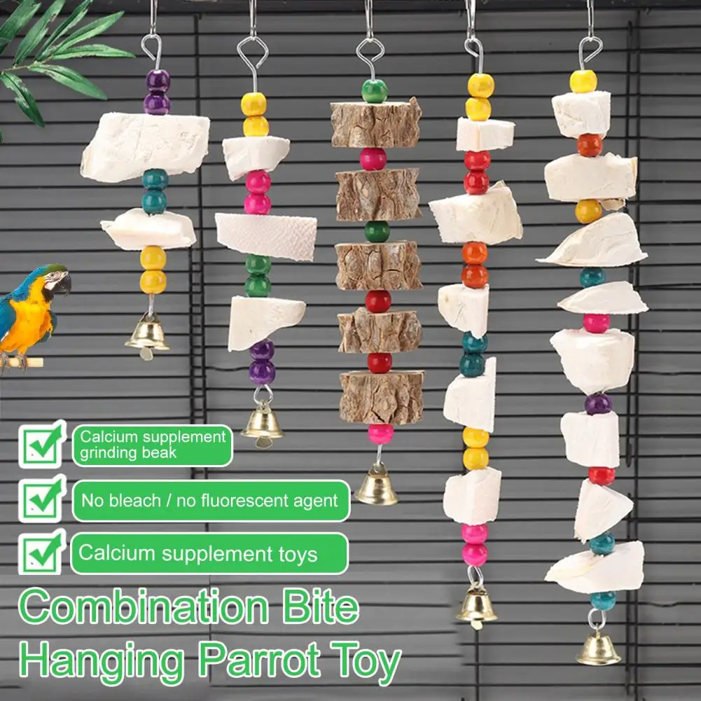 

Bird Toy Relieve Boredom Eco-friendly Parrot Training Toys Parakeet Accessories Cuttlefish Bone Pet Bird Toy for Pet Cage