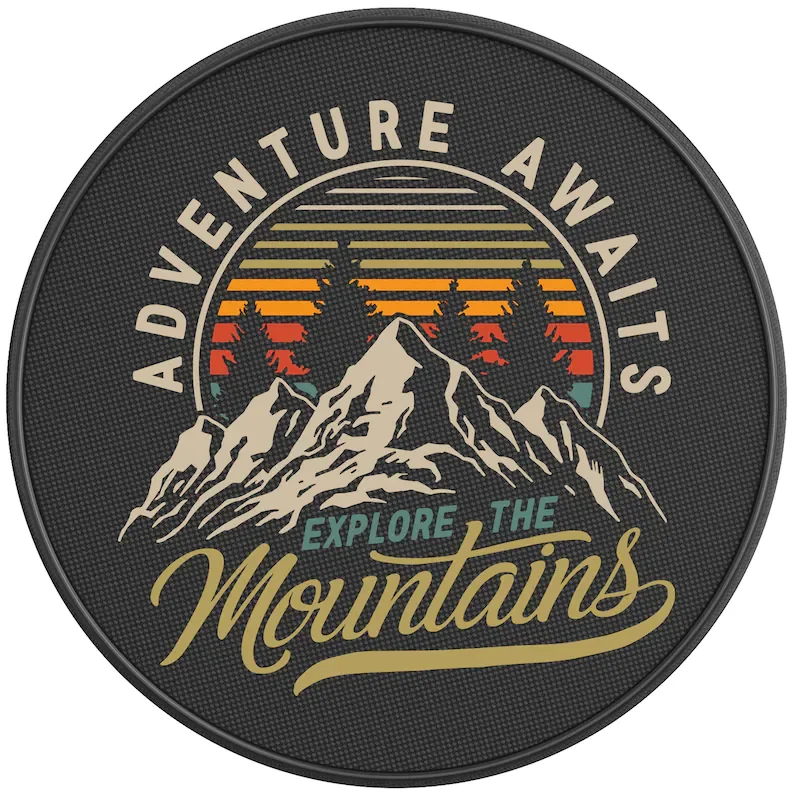 

Explore The Mountains Spare Tire Cover For Jeep, Bronco, RV and More-Jeep Accessories-Bronco Accessories