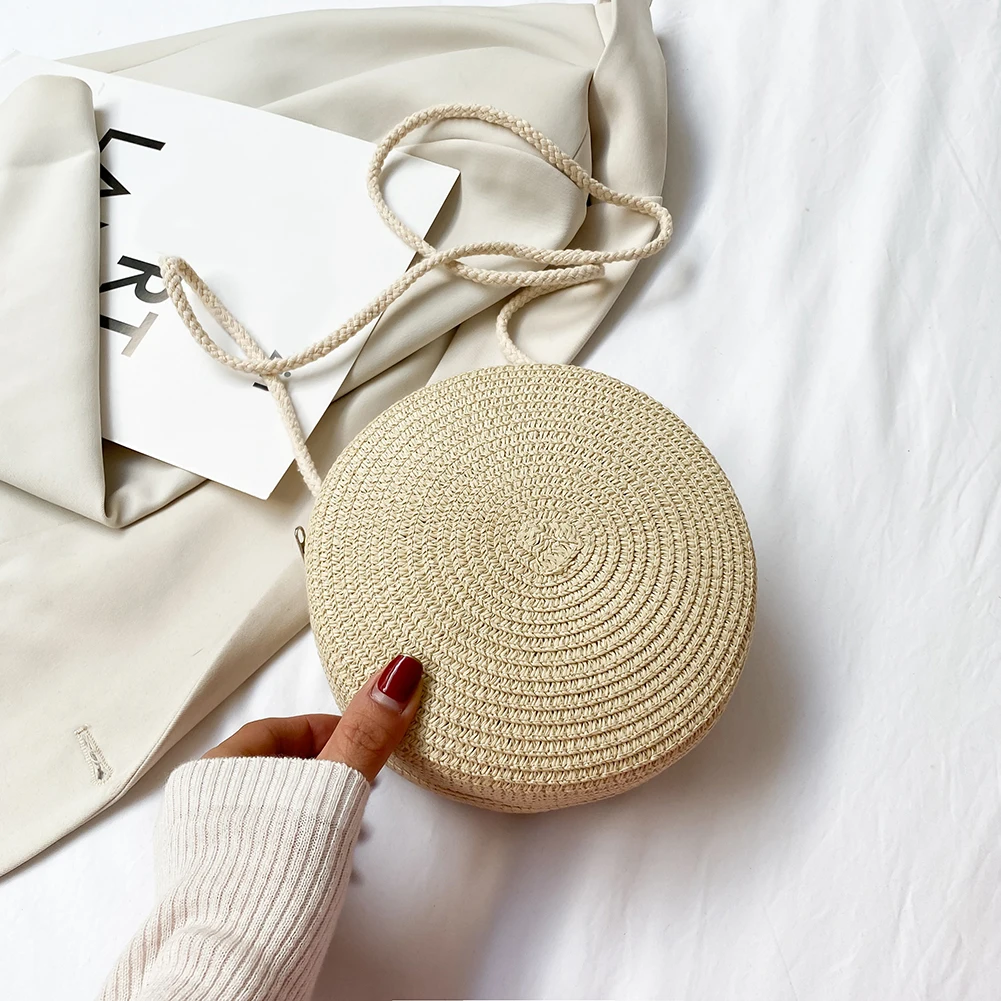 

Сумка кросс-боди Женская соломенная, повседневный саквояж на цепочке, однотонный клатч в ретро стиле, Винтажная сумочка-тоут, лето