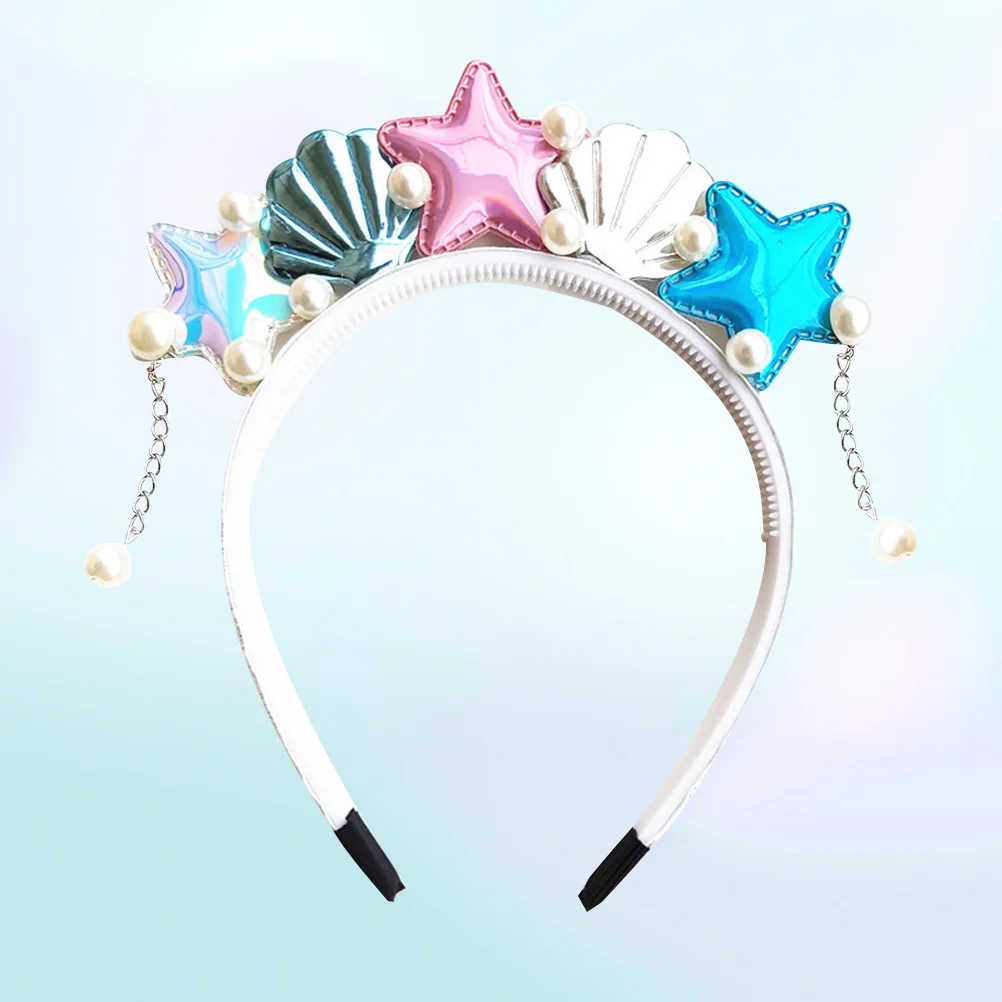 

Ocean Themed Headband Mermaid Sea Star Hairwear Shell Design Hair Costume Accessories for Kids (Blue)