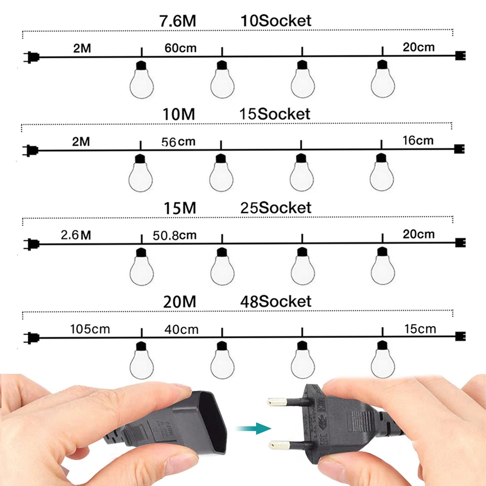 Водонепроницаемая декоративная гирлянда G40 Led