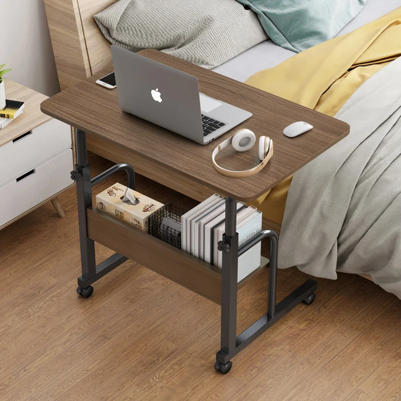 

Convenient Mobile Laptop Stand Lifting Adjustment Breakfast Table Double Storage Computer Table Widening Desktop Reading Desk