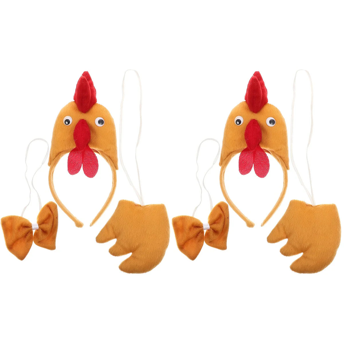 

2 Sets Three-dimensional Chicken Three-piece Set Kids Headband Chicken Tail Animal Easter Headwear Short Plush Head Bopper Child