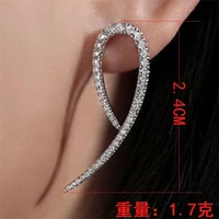 silver diamond simple geometric line cross stud earrings female personality flash diamond wedding banquet exquisite ear jewelry
