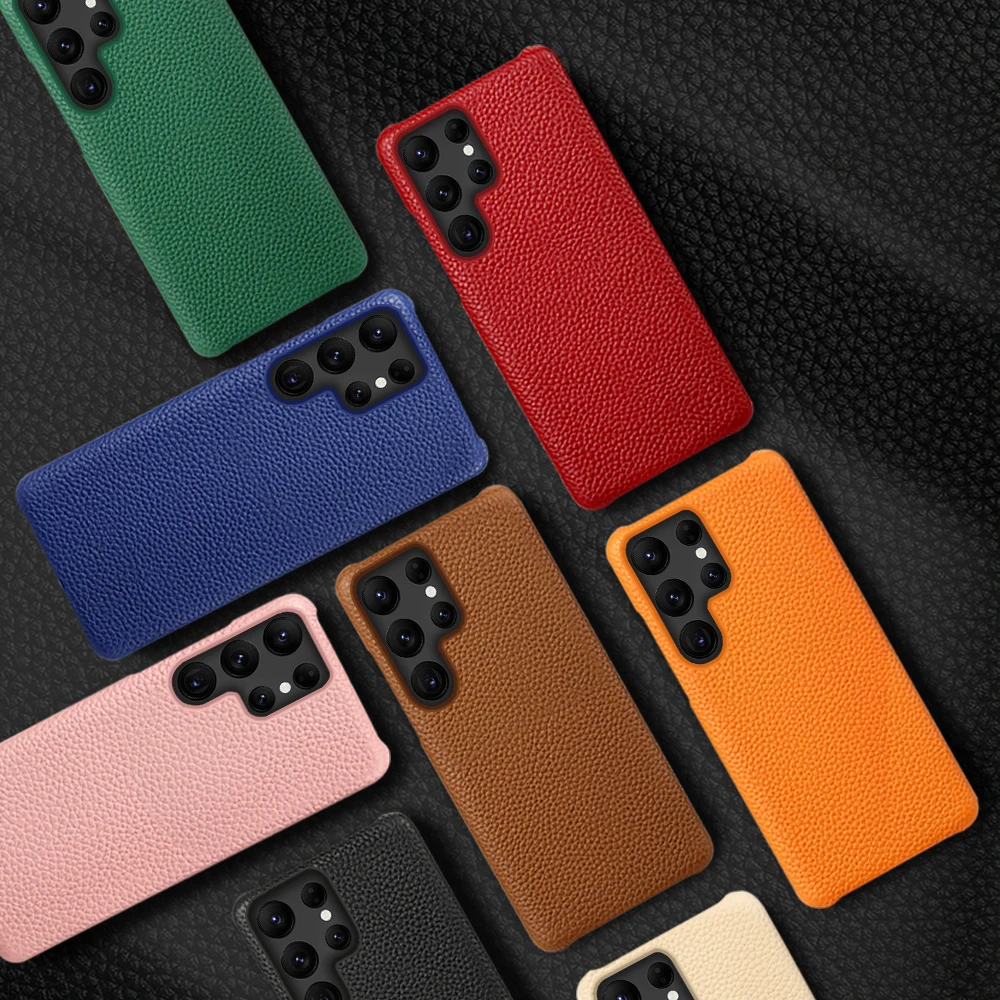 Genuine Leather Phone Cover Case For Samsung Galaxy S23 S21 S22 Ultra S20 FE S10 Plus Note 20 10 A34 A54 A53 5G A52 A52S A51 A14
