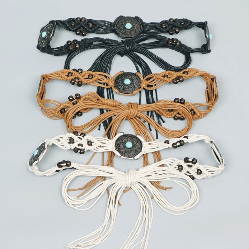 

Богемная плетеная поясная веревка ручной работы для женщин, декор из бусин, рубашка, платье, пояс, Прямая доставка