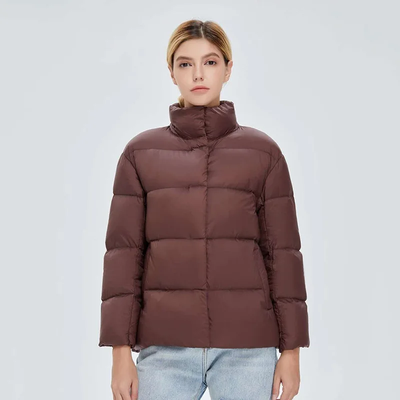 Chaqueta Acolchada Mujer Autumn and Winter Light White Duck Down Jacket Ladies Loose All-Match Small Light Bread Clothes Tide