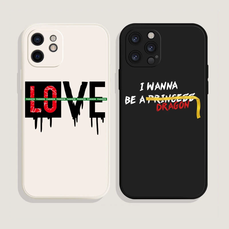 

Brand love letter Phone Case For iPhone 13 12 Mini 11 Pro X XR XS MAX 7 8 Plus Simple Label Letter Silicone Cover Coque