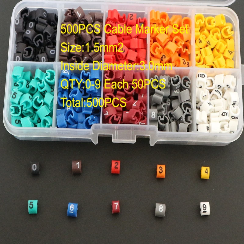 EC-0/1/2/3/5 пластиковые 10 Trellis наборы кабелей маркеры от 0 до 9 цифр красочная трубка