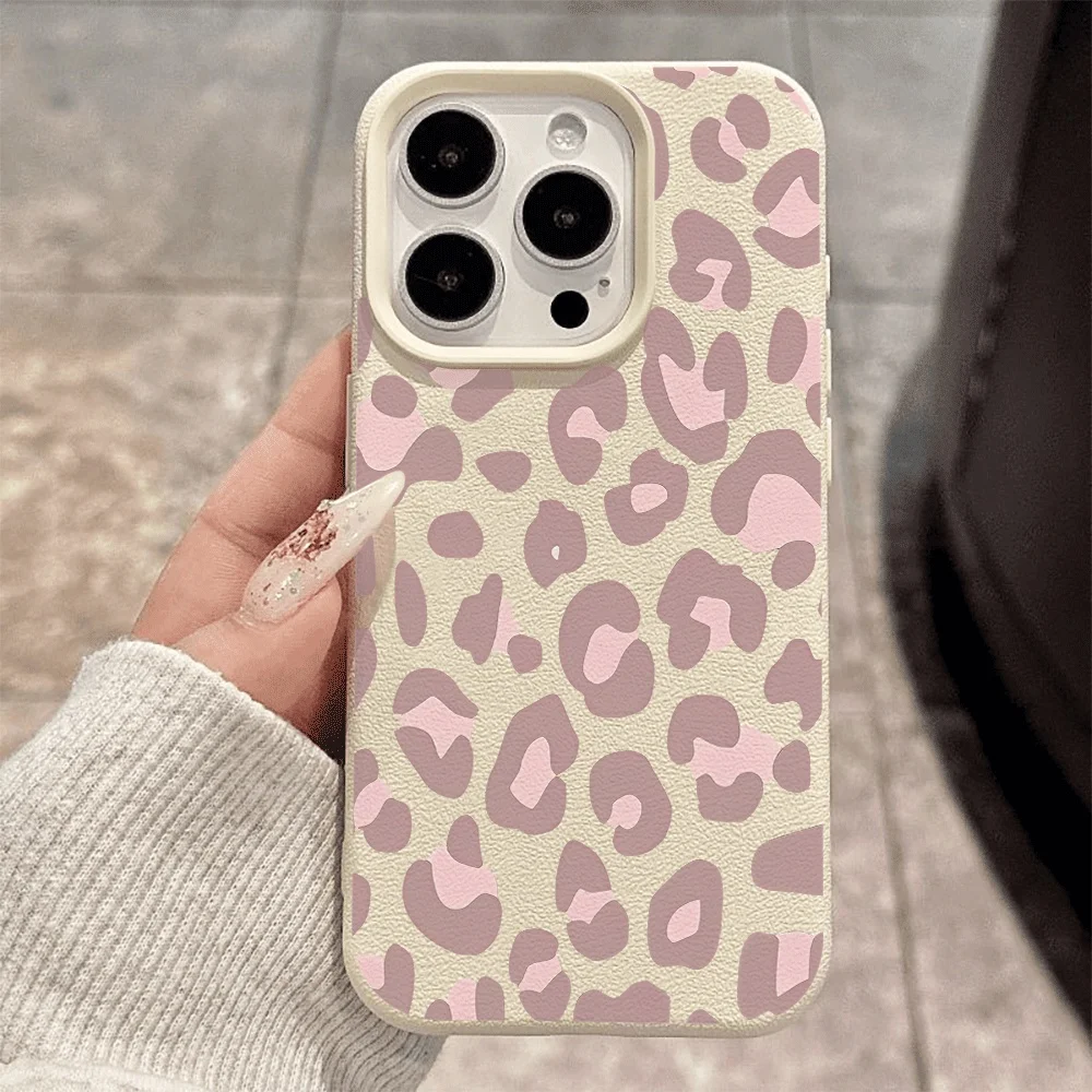 Фото Пурпурный матовый силиконовый чехол с леопардовым принтом для iPhone 17, 16, 15, 14, 13, 12 Pro Max, 16, 15, 14 Plus, 17, 16, 15 Pro, 17 Air №2
