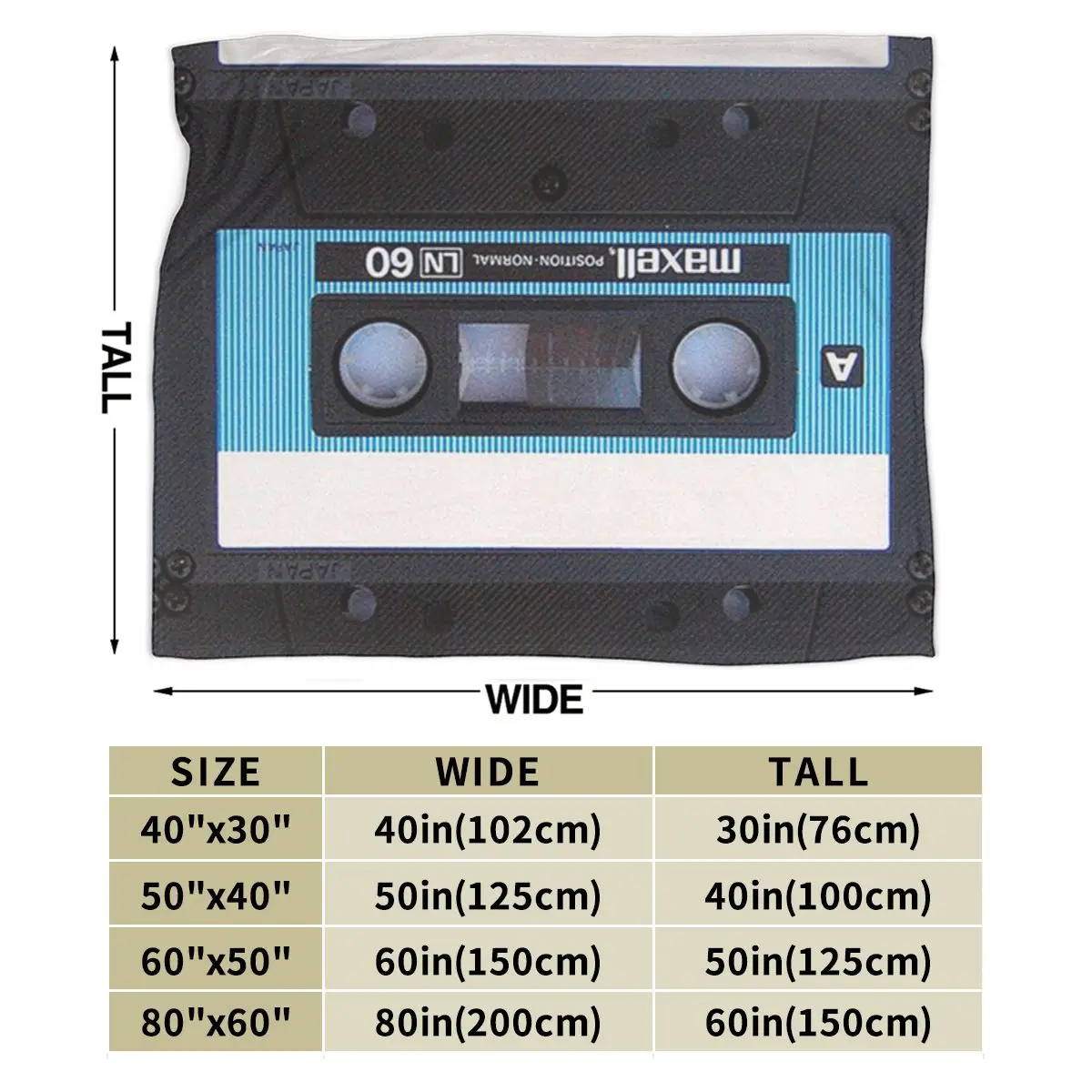 Небесно-голубая и черная кассетная лента в стиле ретро ультрамягкое одеяло из