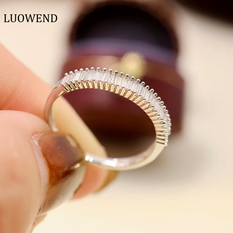 LUOWEND 18K кольца из белого золота, классический дизайн 0,25 карат, элегантные обручальные украшения для женщин
