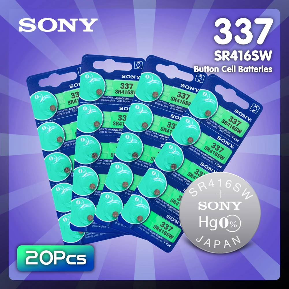 

20Pcs/Lot Sony New LONG LASTING 337 SR416SW 623 D337 V337 SP337 Watch Battery Button Coin Cell For Watch Car Remotes
