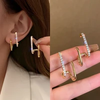 fashion zircon earrings for women simple gold claw ear clip earrings crystal stud earrings party wedding fashion jewelry