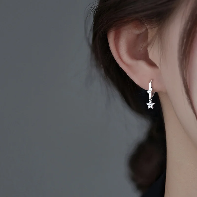 Модные серьги-гвоздики с кисточками и звездой из циркония для женщин девушек