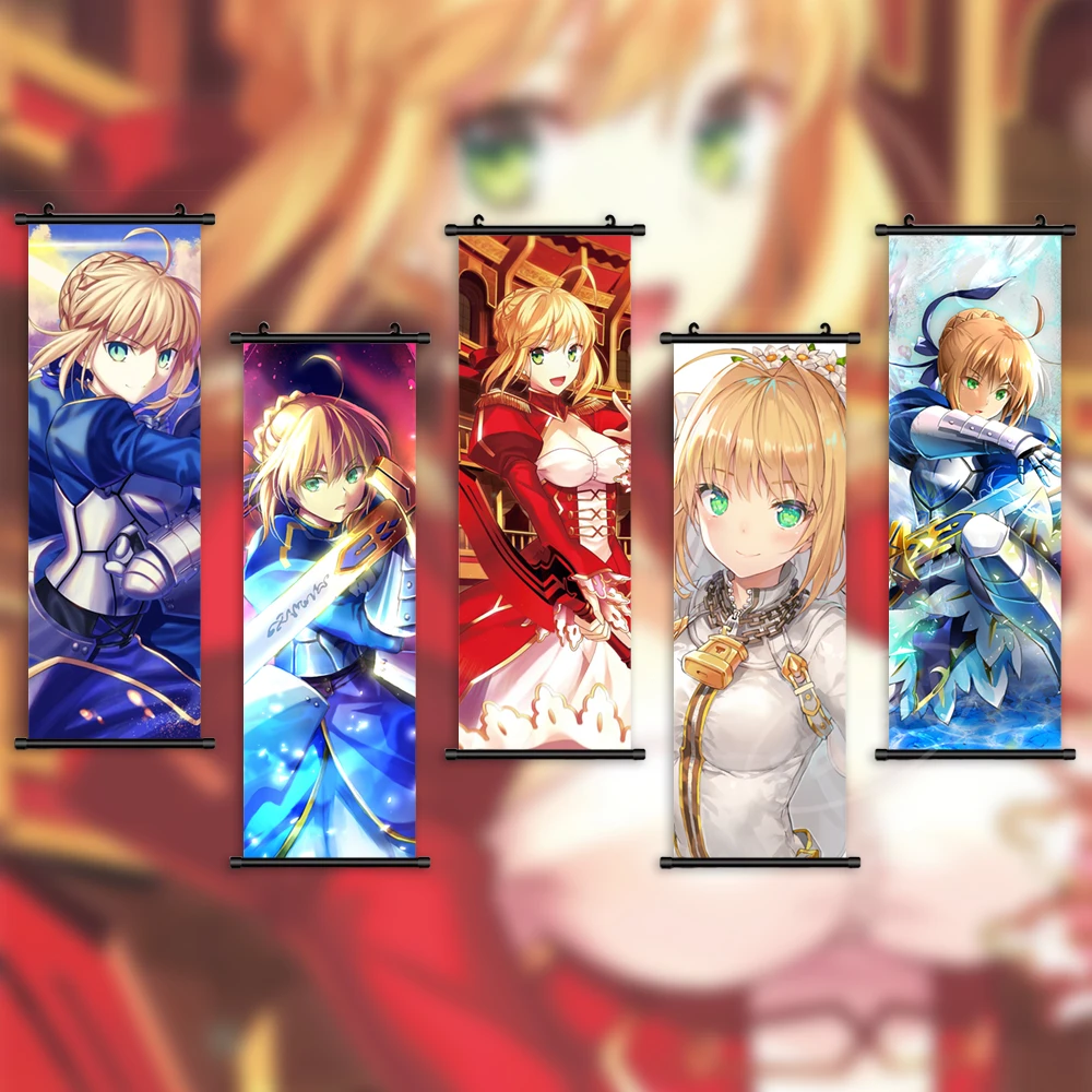 

Декор для дома, аниме подвесной постер Fate Stay Night, аквариумный подвесной постер, холст, настенная печать, современная живопись, Свиток для гос...