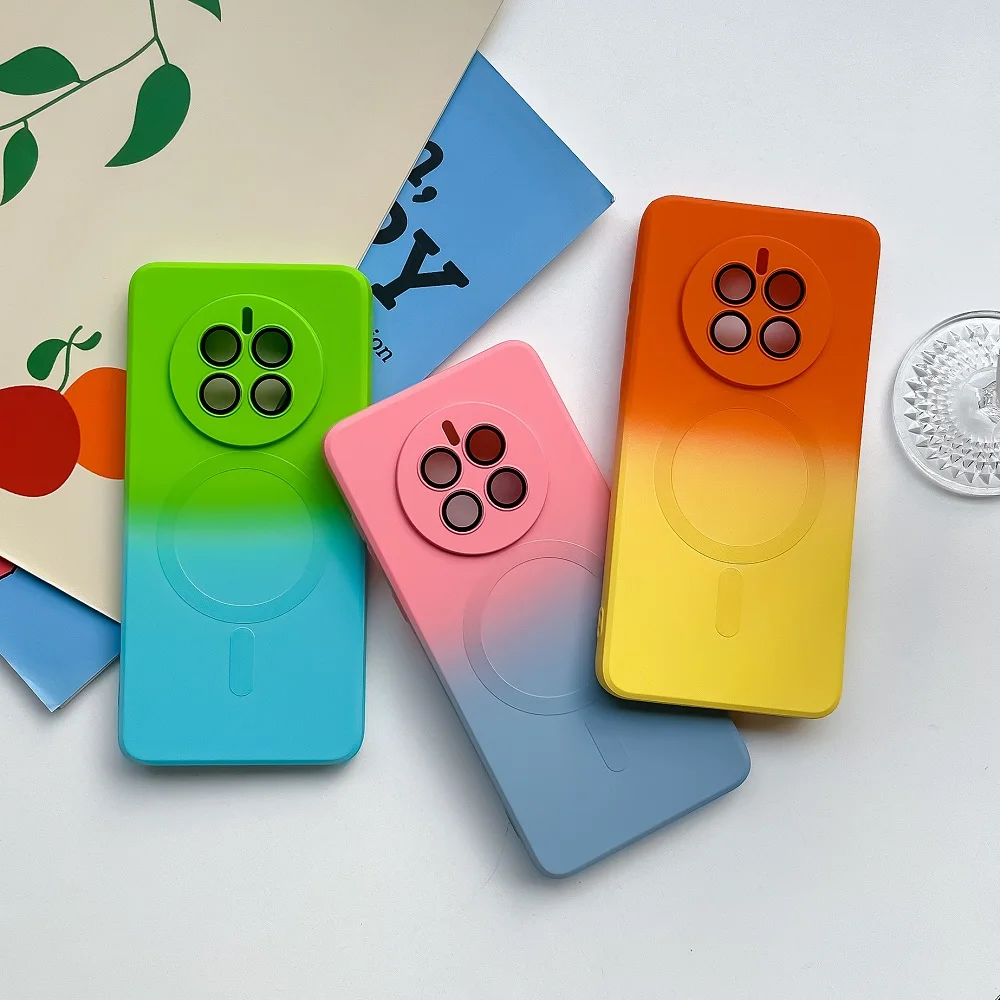 

Luxury Magsafe Wireless Charge Gradient Pattern Phone Case For HUAWEI Mate 30 40 50 Pro Soft Magnetic Silicone Cover Film
