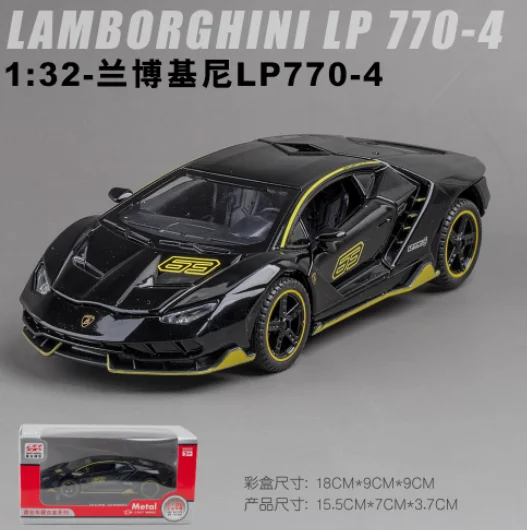 

1:32 Lamborghini LP770-4 High Simulation Diecast Metal Alloy Model car Sound Light Pull Back Collection Kids Toy Gifts A402