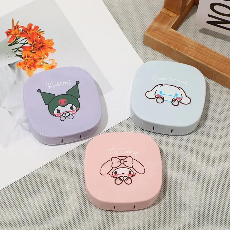 

Kawaii Sanrio My Melody Kuromi Contact Lens Case Girl Cartoon Cinnamoroll Portable Girl Heart Mini Simple Contact Lens Case