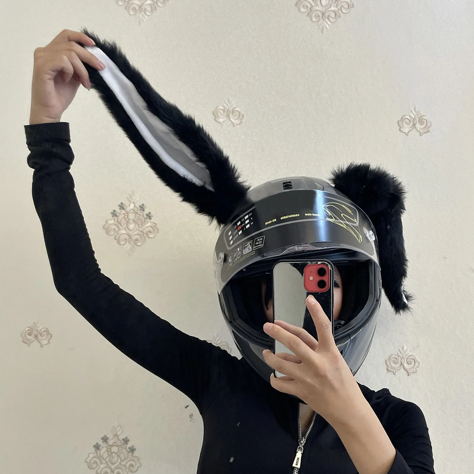 

1 шт. украшение для мотоциклетного шлема с милыми кроличьими ушками, шлем для мотокросса на все лицо, аксессуары, стикер, инструменты для кос...