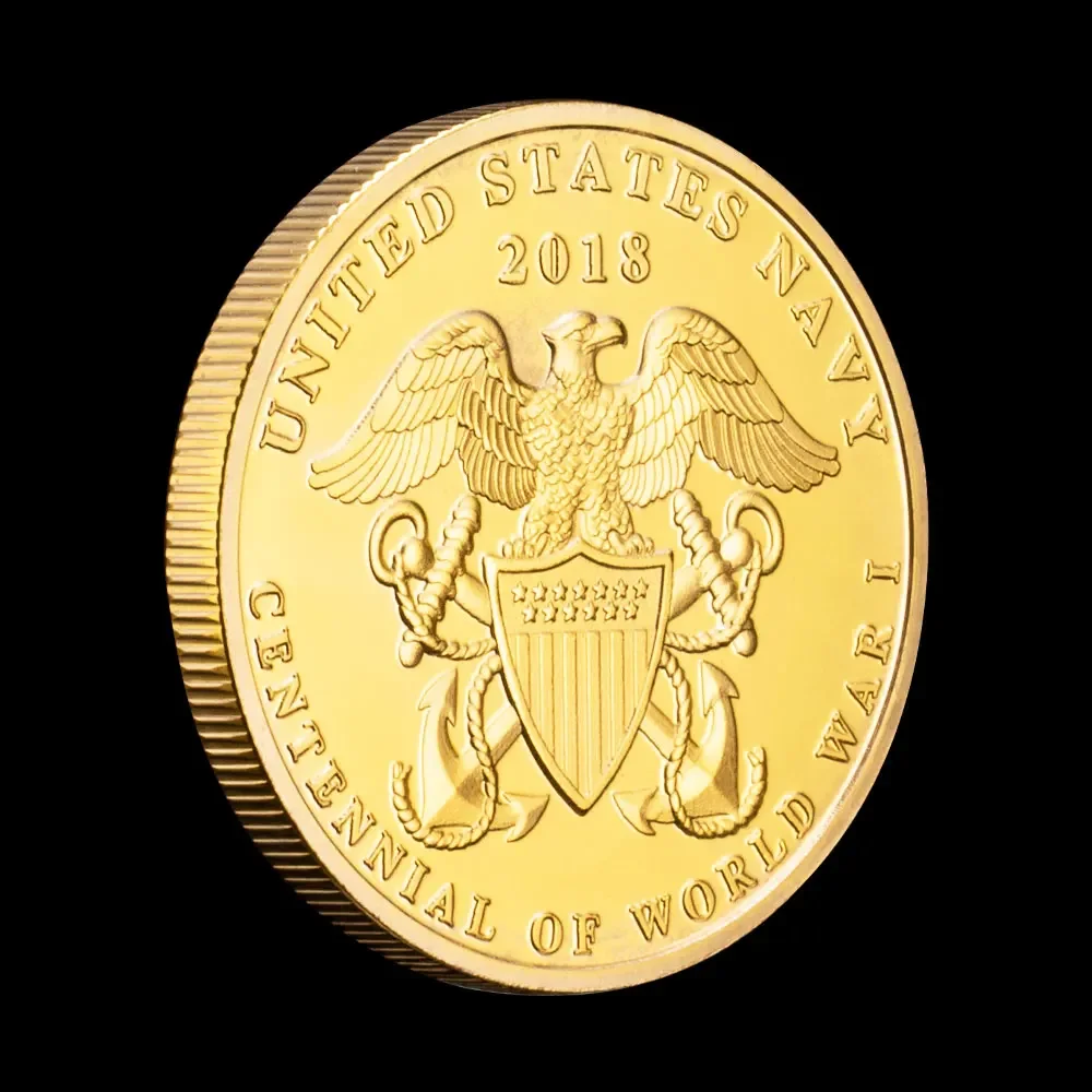 Over There Coinunited 2018 States Navy Centennial of World War I Коллекционная монета Позолоченные памятные