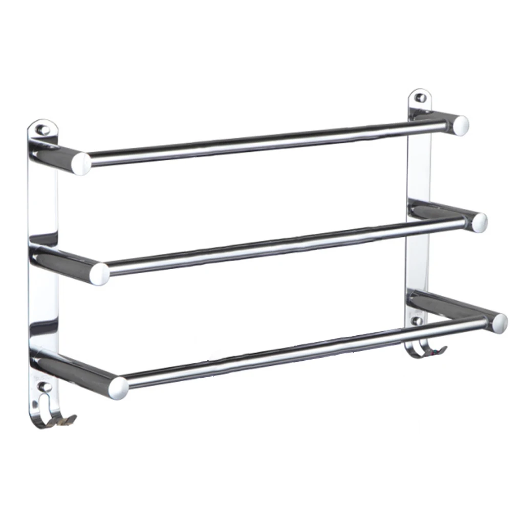 

Towel Rack Wall Mounted Polishing Storage Organizer Racks 3-Tier Fixed Holder Rail Hardware Toilet Accessories