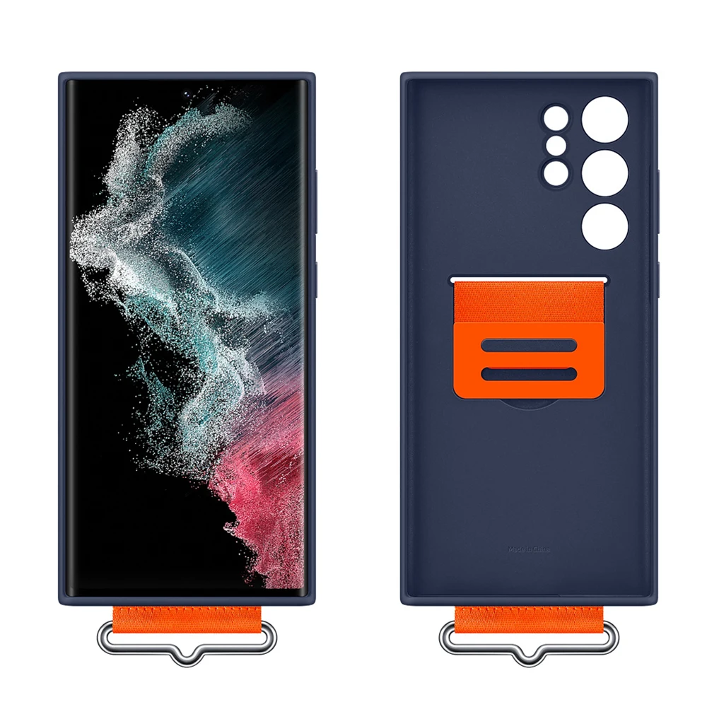 For Samsung Galaxy S22 Ultra Silicone Case Wrist Strap Holder Shockproof S22 plus S22+ wristband anti-fallmobile phone cover