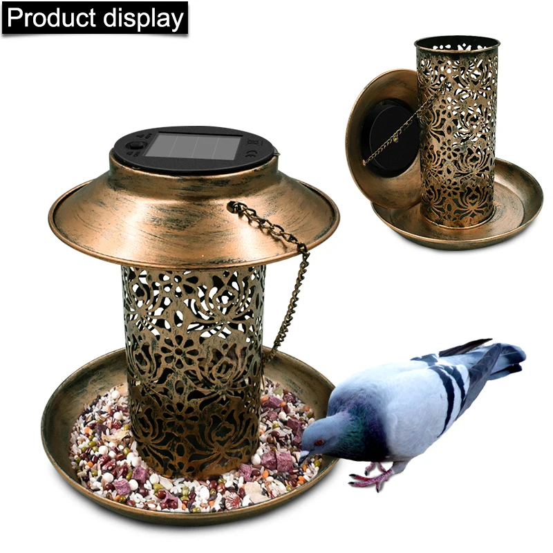

Vintage Mesh Solar Bird Feeders for Outdoors Hanging,Top Fill Metal Solar Bird Feeder for Outside Wild Birds,Easy to Clean& Fill