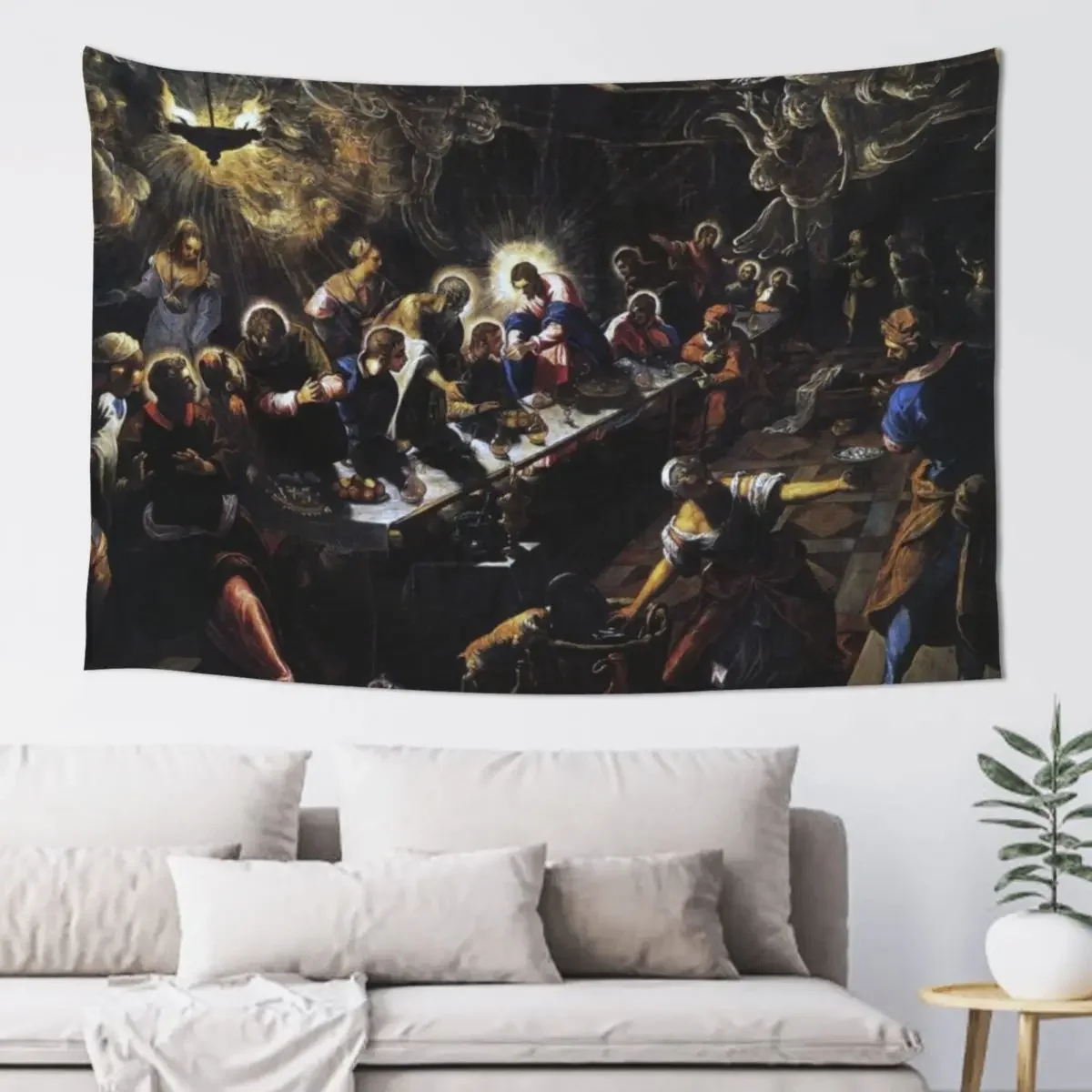 Ренессанс Италия Последняя вечеря от Тинторетта Гобелен Гриб Декор для спальни