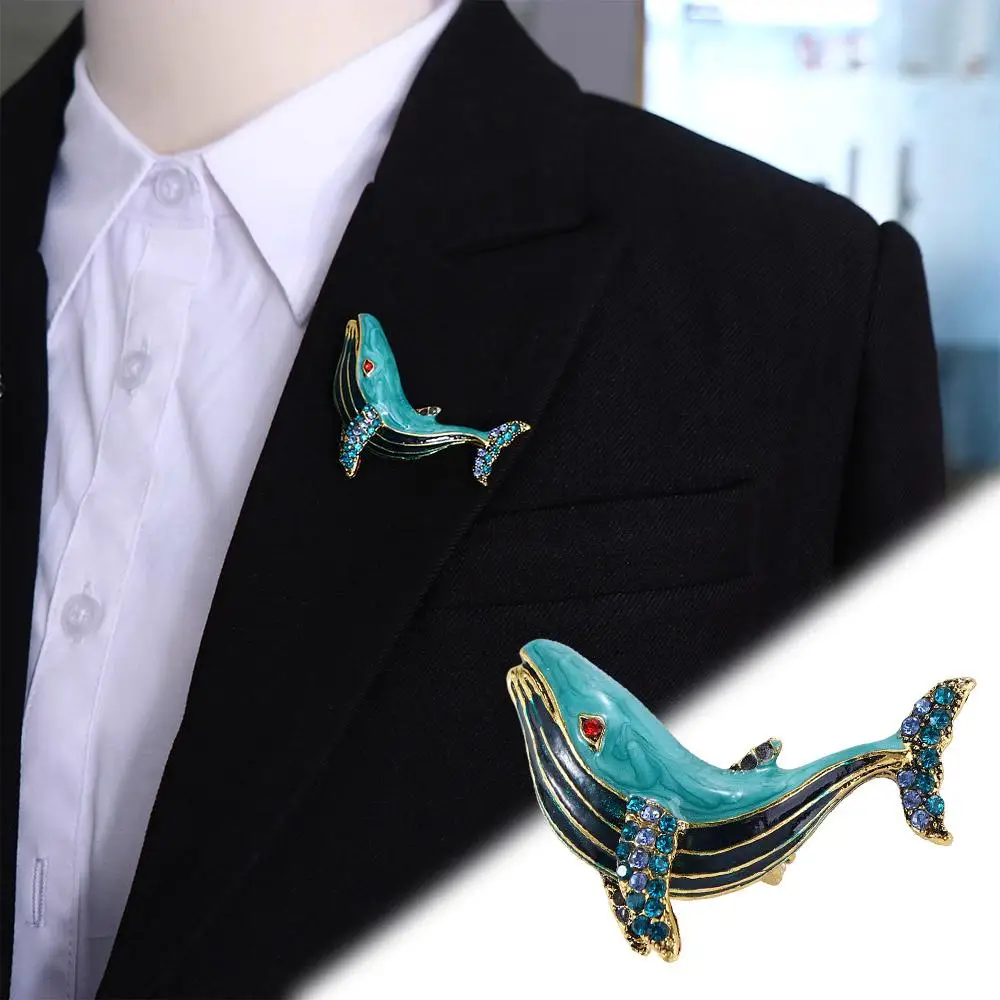 

New Enamel Whale Brooches for Women and Men Fashion Sea Animal Fish Pendant Pin Vivid Brooch Gift Winter Coat Accessories