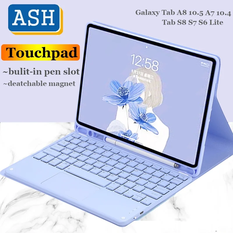 ASH for Galaxy Tab S6 Lite Touchpad Wireless Keyboard Case for Samsung Galaxy Tab S6 Lite S8 S7 Tab A8 10.5 A7 10.4 Flip Cover