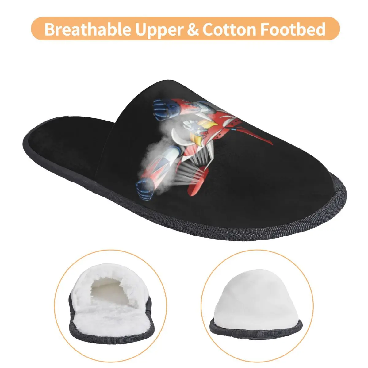 Женские домашние тапочки с НЛО и роботом на заказ уютные теплые пушистые Goldorak из