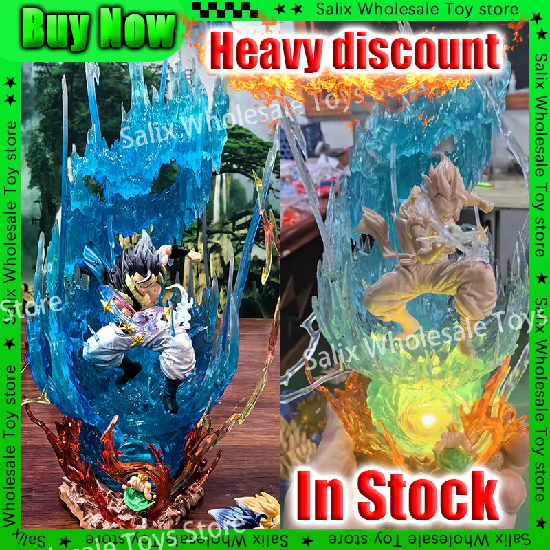 Dragon Ball Gogeta 30 см фигурка аниме фигурки 3 головки со светом Super Saiyan Vegeta ПВХ Gk статуя