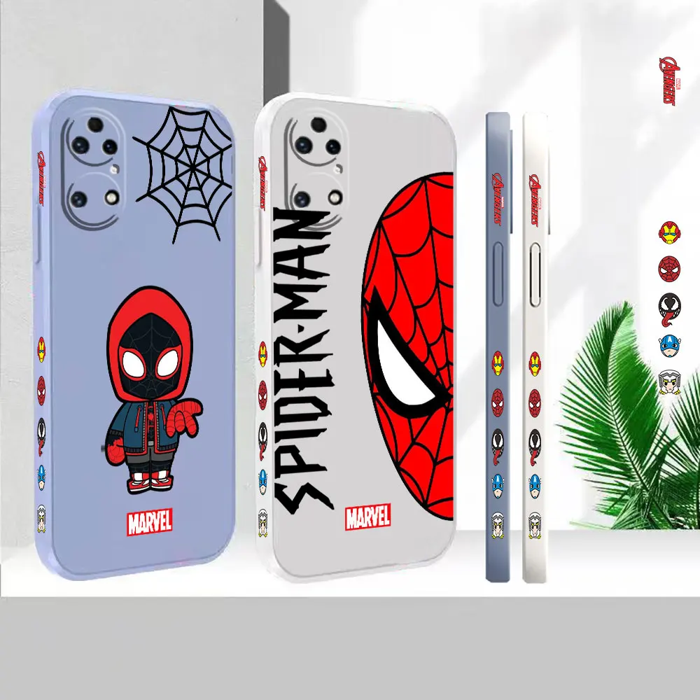 

Liquid Silicone For Huawei P60 P50 P40 P30 P20 Mate 50 40 30 20X 20 10 Pro Plus Cover Marvel Avengers Spider-Man Case Funda Capa